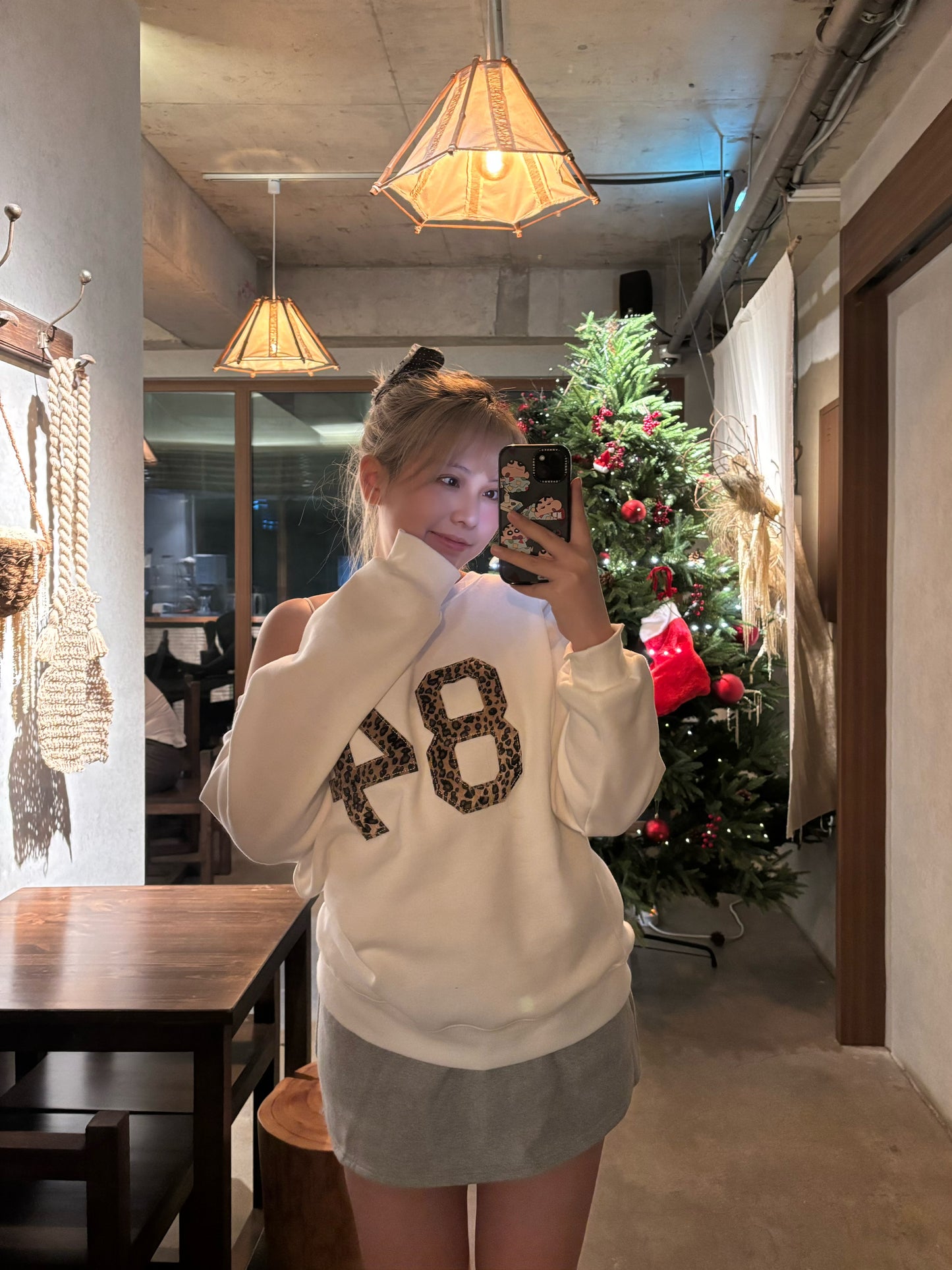 ‹KR21› 內有絨oversize~ 豹紋84單肩衛衣