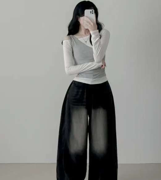 ※預購 拼色單肩型格小束腰上衣