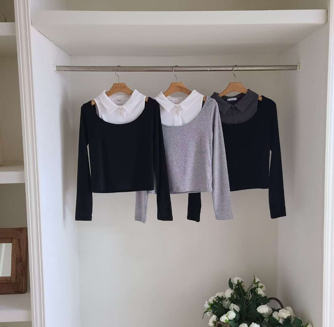 ※預購 超美!!🔥 polo領假兩件露膊上衣