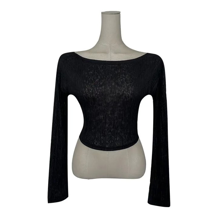 ※預購 樹紋單肩透視Top