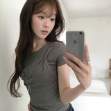 〖暑假團〗雙層扭紋單肩上衣