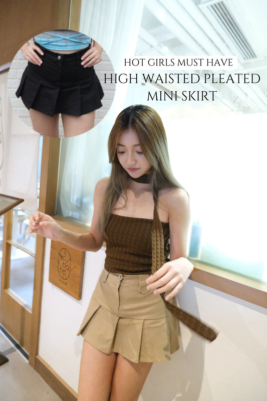 店主極推| HIGH WAISTED PLEATED MINI SKIRT |內有打底褲