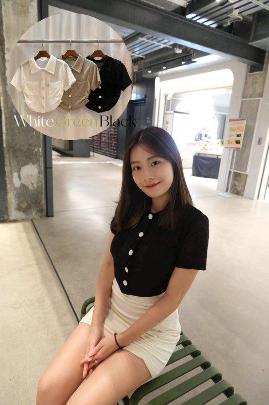 Pocket扣鈕修腰上衣
