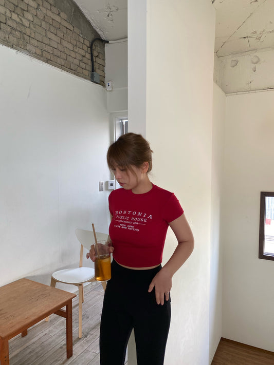 ｜連線3.0｜高質刺繡字母貼身CROP TEE
