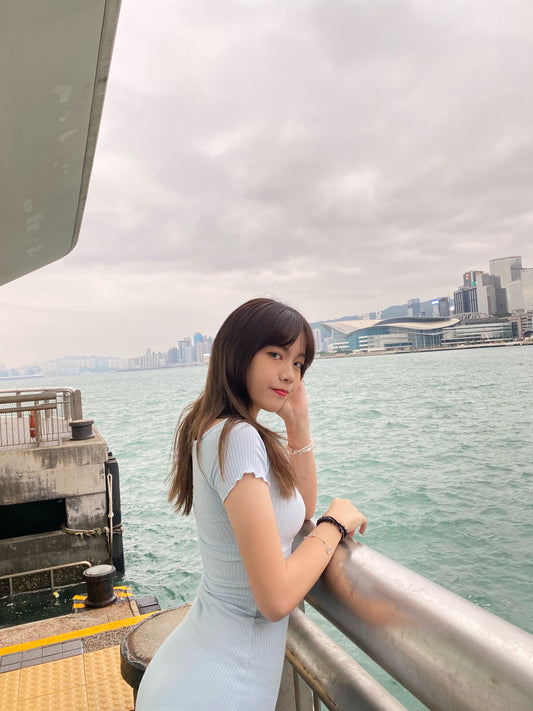 ［春夏款COMEBACK!］簡單美代表木耳邊小扣兩著針織裙