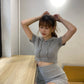 [春夏款COMEBACK!] 質地100分貼身有帽上衣+小短裙set